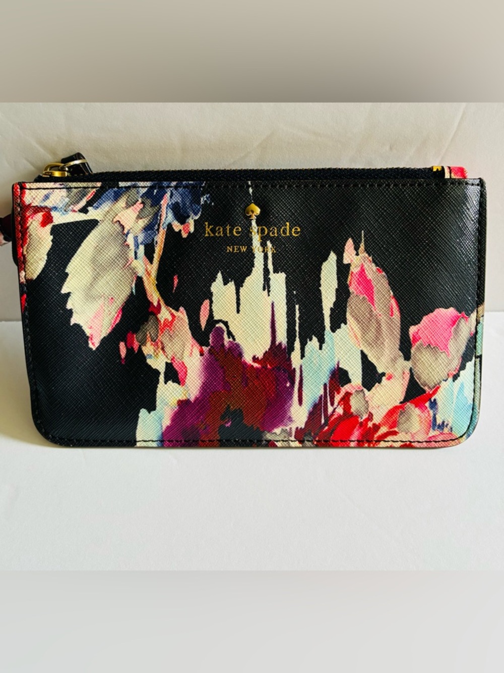 NWOT! Kate Spade New York Navy-Multi Watercolor Floral Splash Trim Wristlet